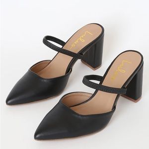 Lulu’s Maryna Black Pointed-Toe Mules - heels